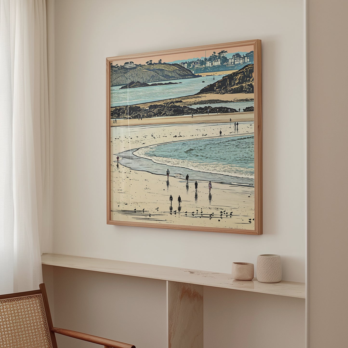 Beach at Dusk, Shoreline Walkers